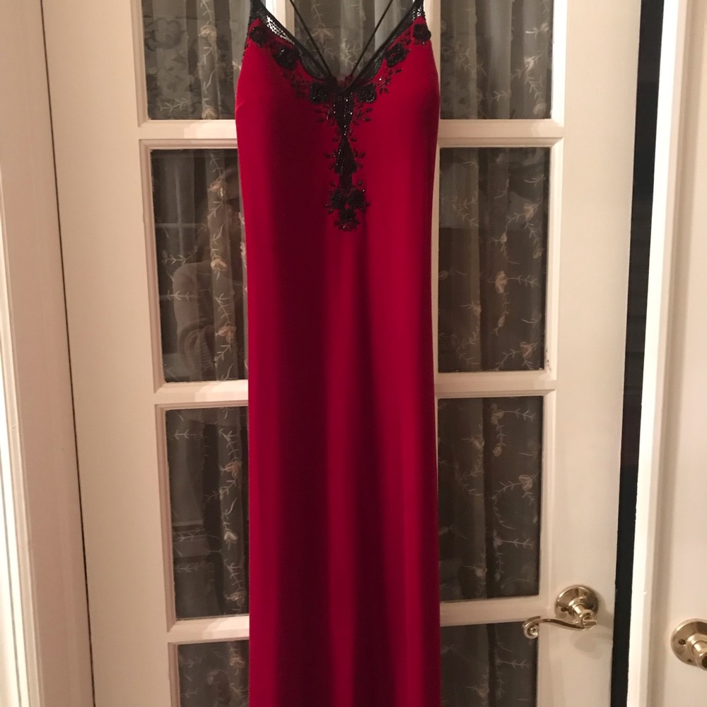 Red evening gown